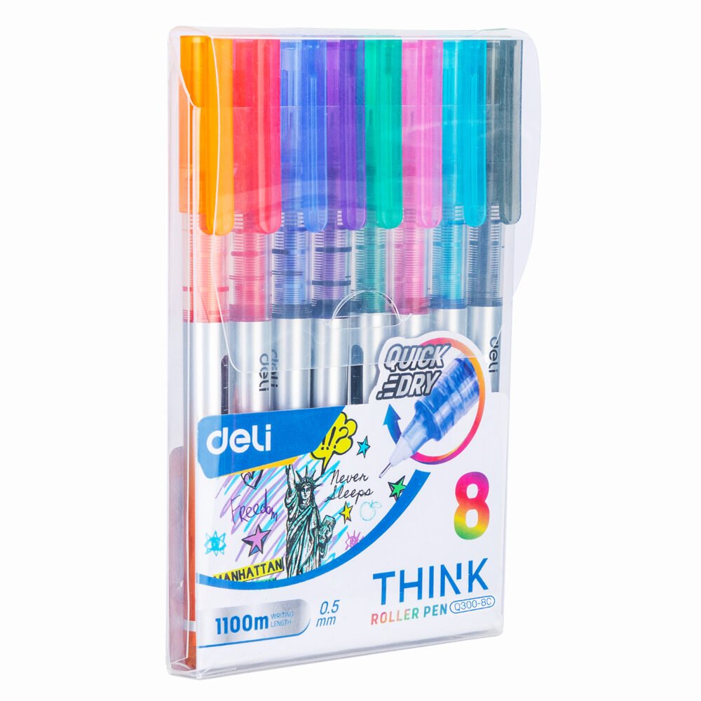 ديلي قلم حبر سائل - 0.5 مم - بدن مطبوع - 8 ألوان EQ300-8C